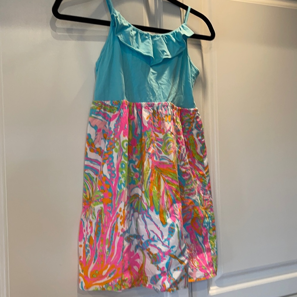 Lily Pulitzer Girls Blue Floral Sundress. Size XL.